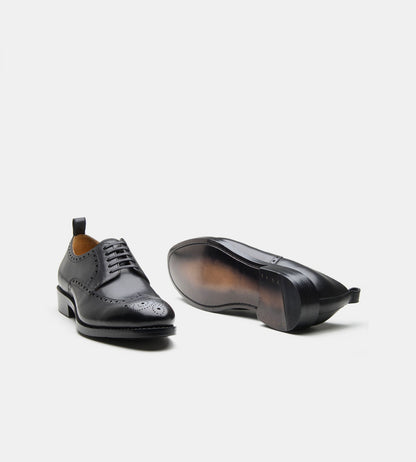 Hand Welted Black Wingtip Derby