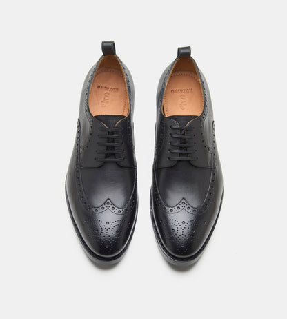 Hand Welted Black Wingtip Derby