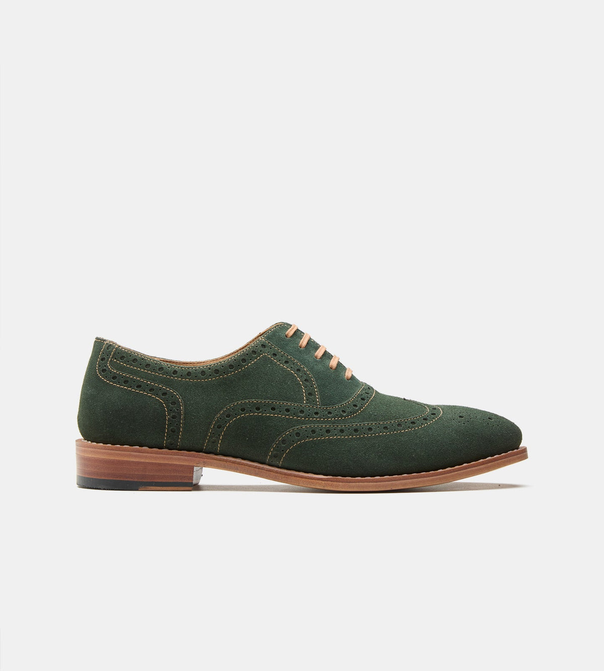 Goodyear Welted Olive Suede Wingtip Oxfords