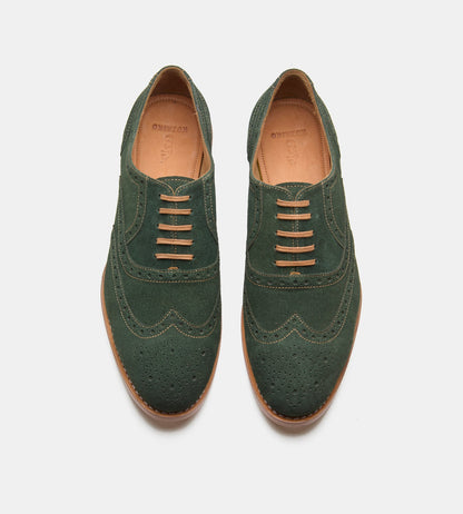 Goodyear Welted Olive Suede Wingtip Oxfords