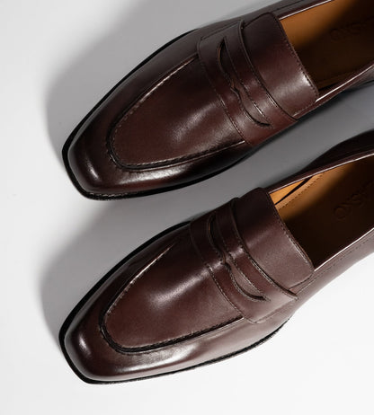 Goodyear Welted Chisel Toe Burgundy Penny Loafer
