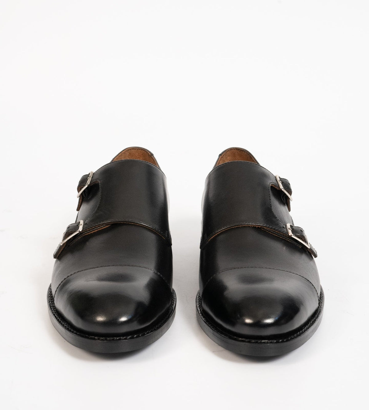 Hand-Welted Black Double Monk Strap shoe