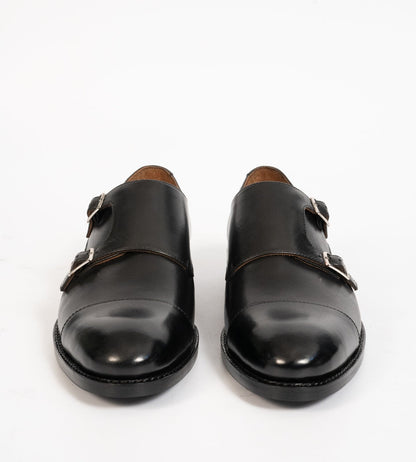 Hand-Welted Black Double Monk Strap shoe