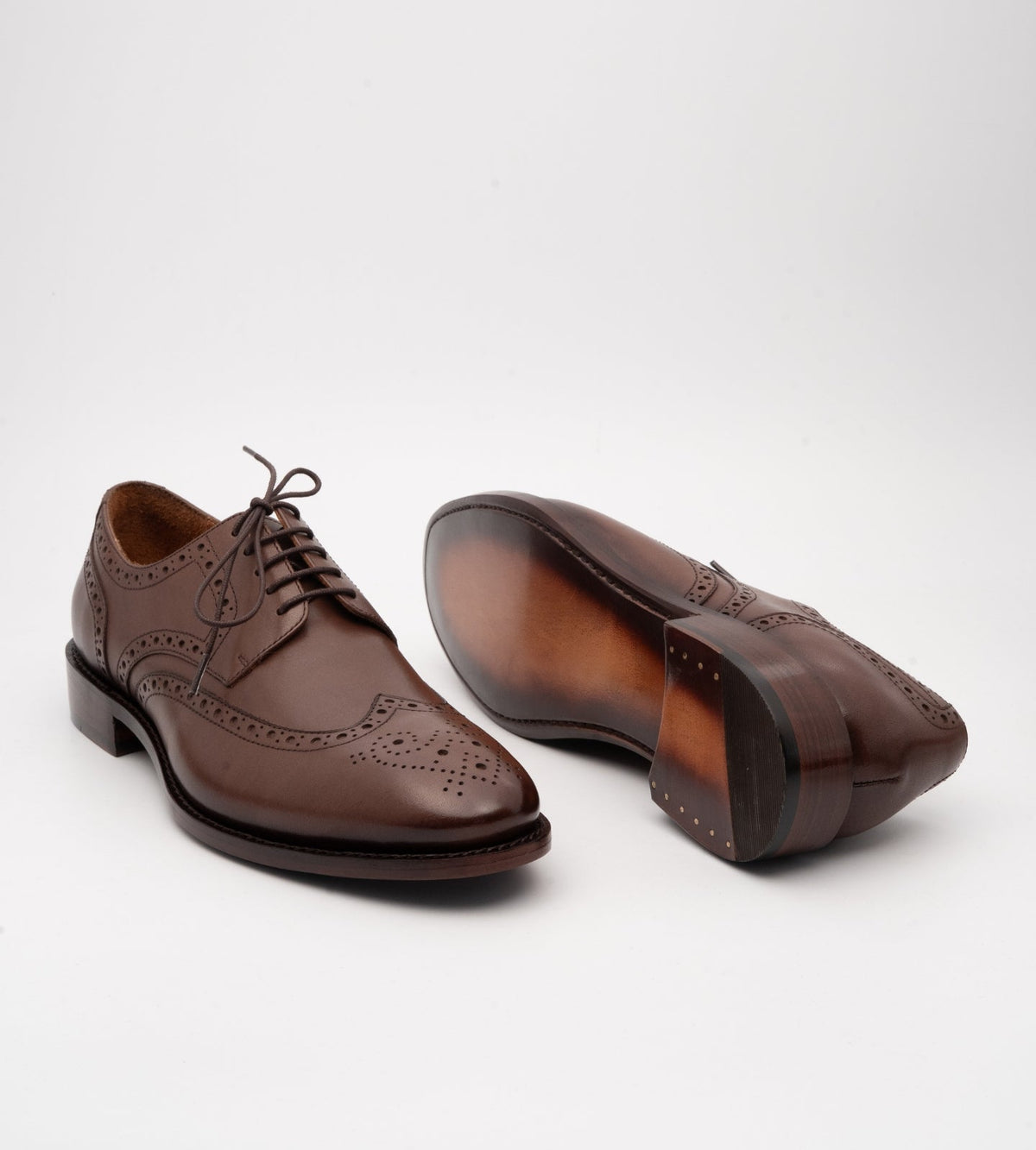 Hand-Welted Brown Wingtip Derby
