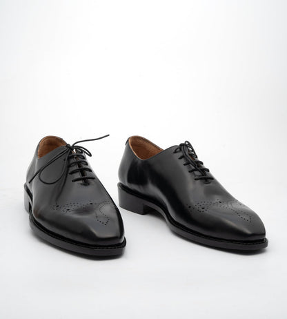 Hand-Welted Chisel Toe Black Wholecut Oxfords