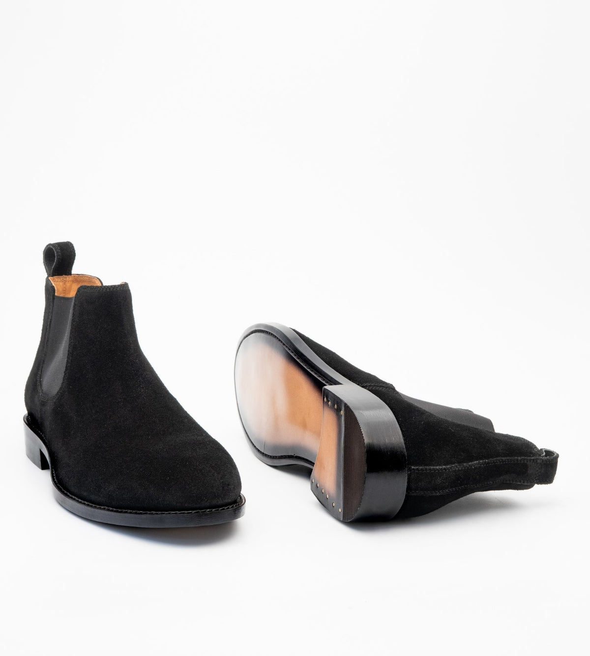 Handwelted Black Suede Chelsea Boot