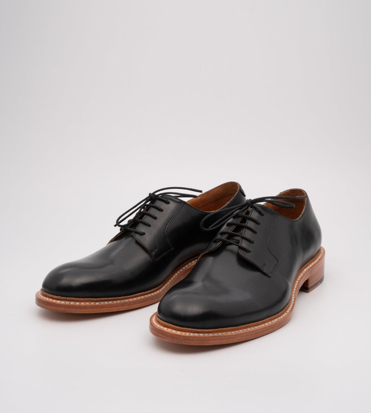 Goodyear Welted Black Plain Toe Blucher