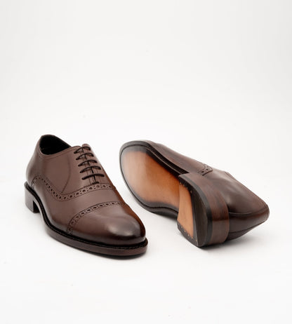 Goodyear Welted Semi Brogue Brown Captoe Oxfords