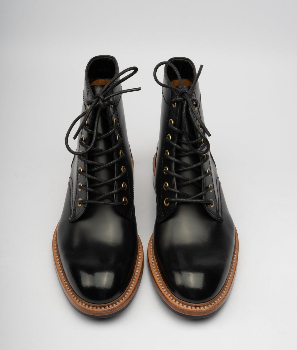 VIRASAT - Hand Welted Michigan Black Full Grain Plain Toe Boot