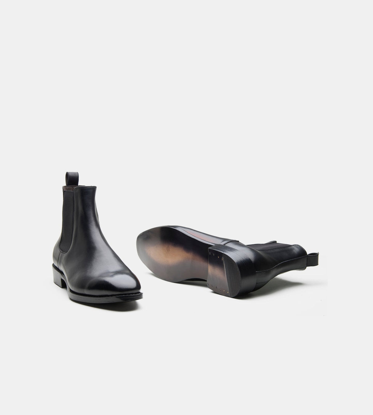 Hand Welted Classic Chisel Toe Black Chelsea Boots