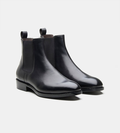 Hand Welted Classic Chisel Toe Black Chelsea Boots