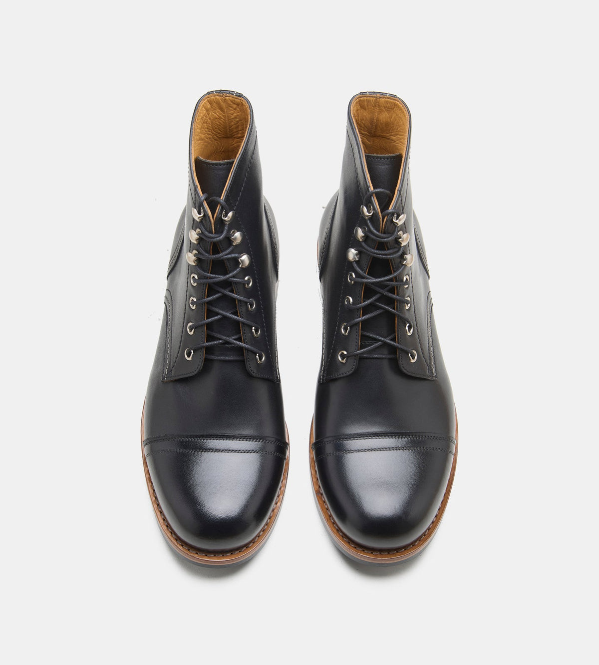 Hand Welted Black Captoe Work Boot
