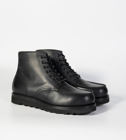 Goodyear Welted Black Full Grain Leather Moctoe Boot