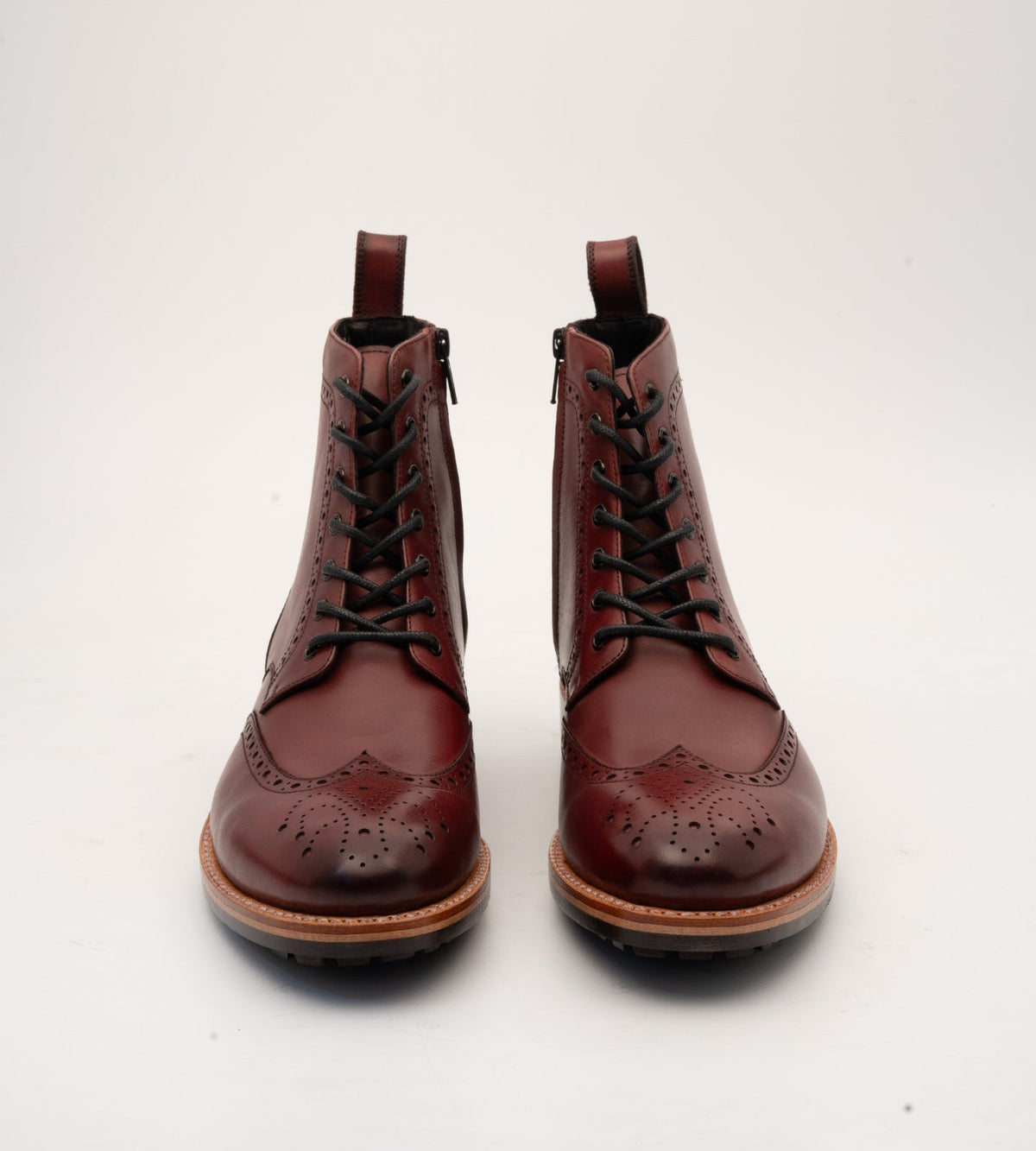 Goodyear Welted Burgundy Brogue Zipper  Boot