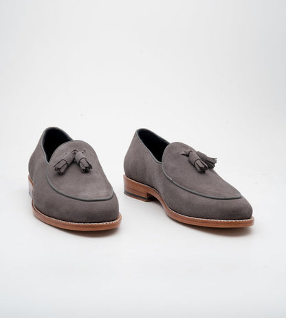 Goodyear Welted Grey Suede Belgian Tassel Loafer