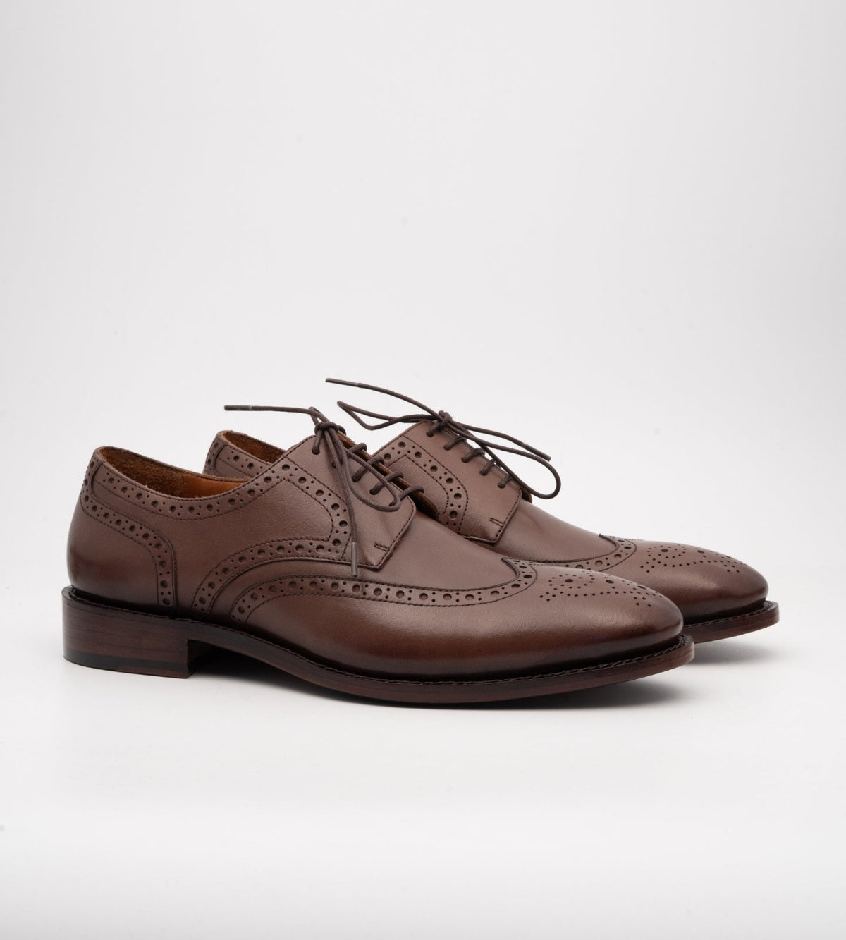 Hand-Welted Brown Wingtip Derby