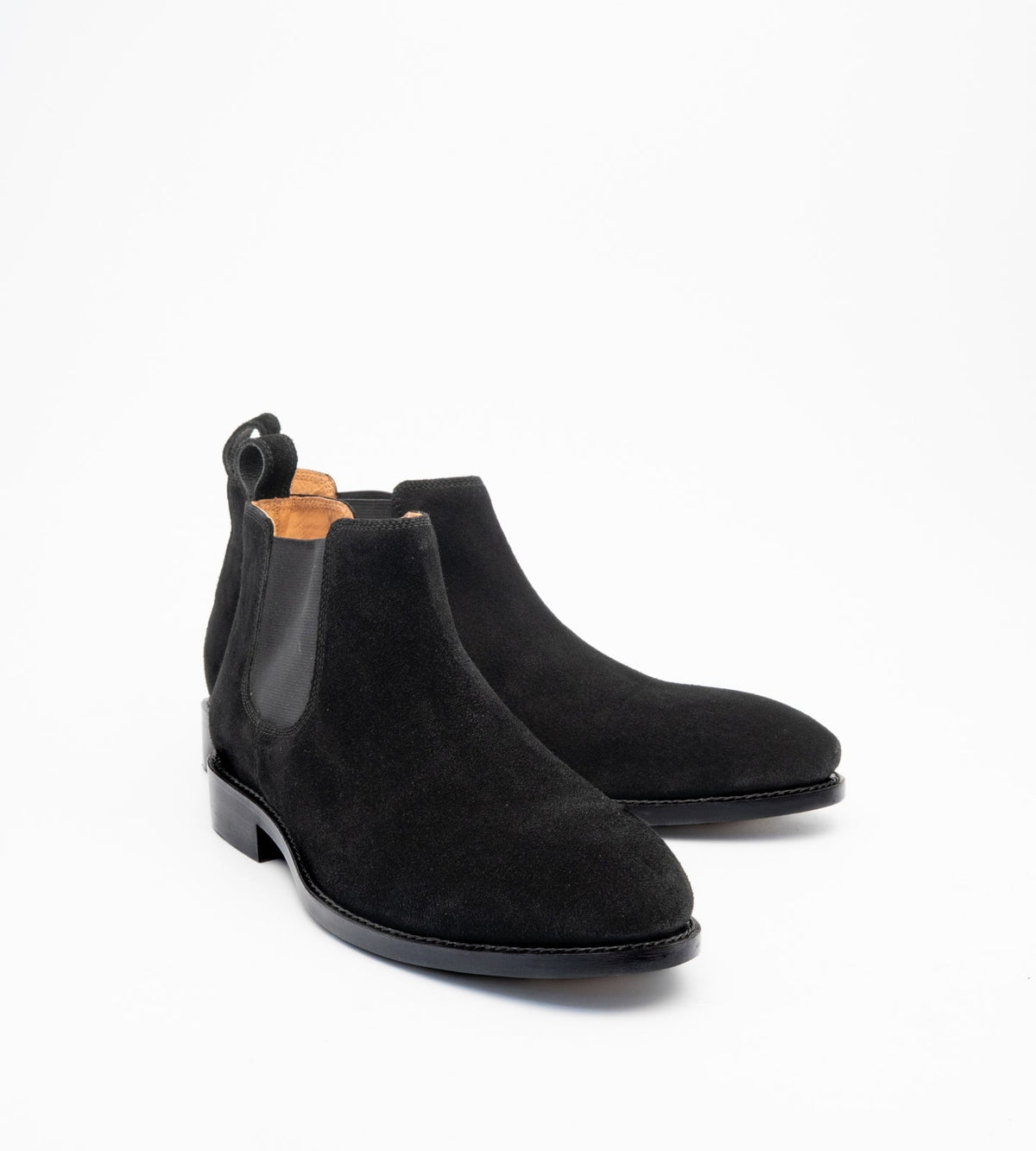 Handwelted Black Suede Chelsea Boot