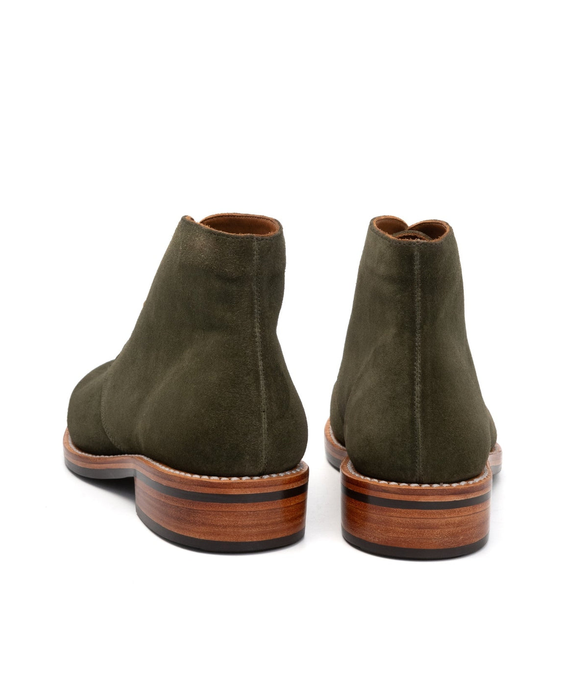 Hand-Welted Olive Suede Leather Oiled Leather Chukka Boot