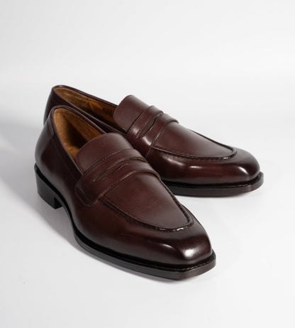 Goodyear Welted Chisel Toe Burgundy Penny Loafer