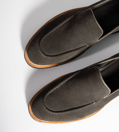 Hand-Welted Comfort Grey Suede Loafers