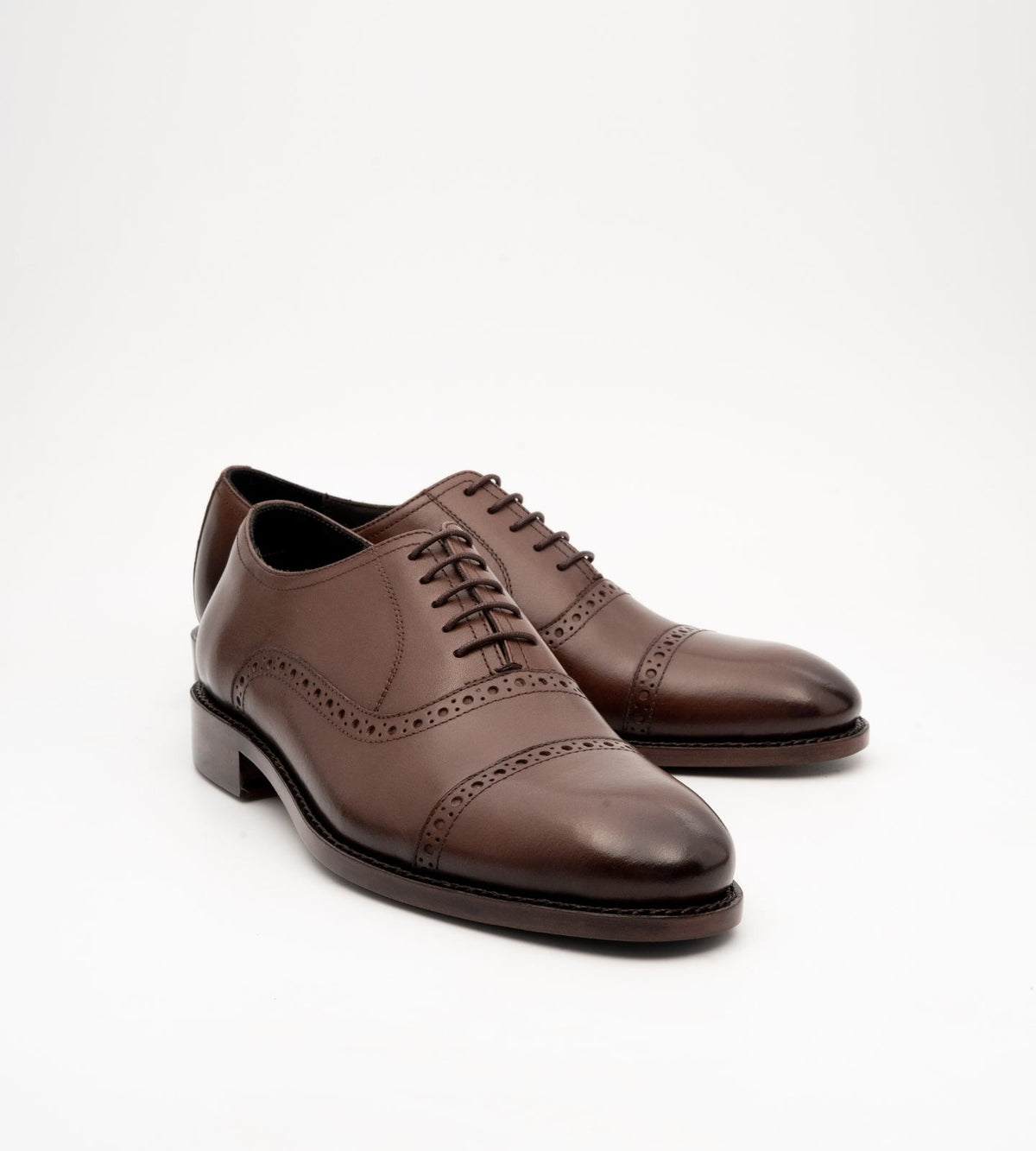 Goodyear Welted Semi Brogue Brown Captoe Oxfords