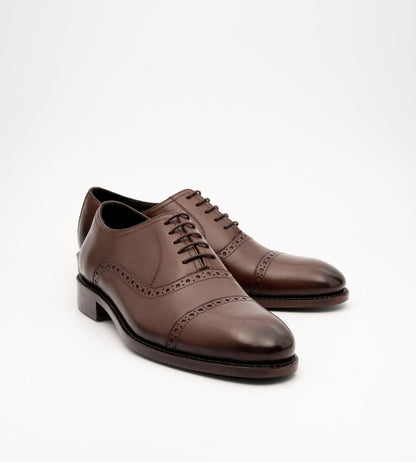 Goodyear Welted Semi Brogue Brown Captoe Oxfords