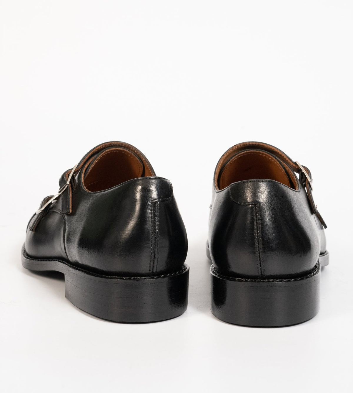 Hand-Welted Black Double Monk Strap shoe