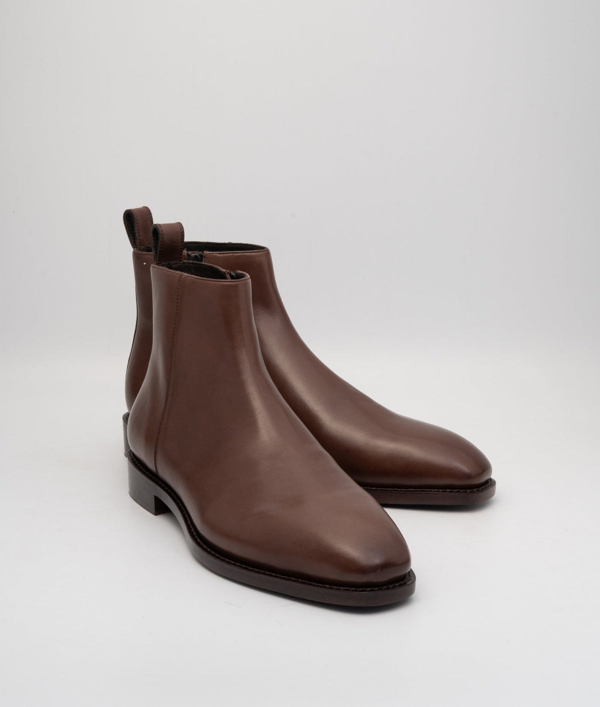 Hand-Welted  Brown Crust Zipper Chelsea Boot