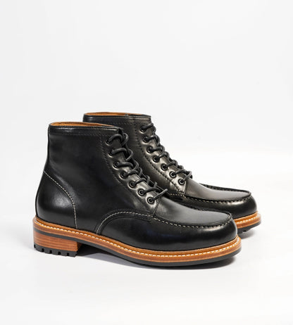 Goodyear Welted Black Full Grain Moctoe Boot