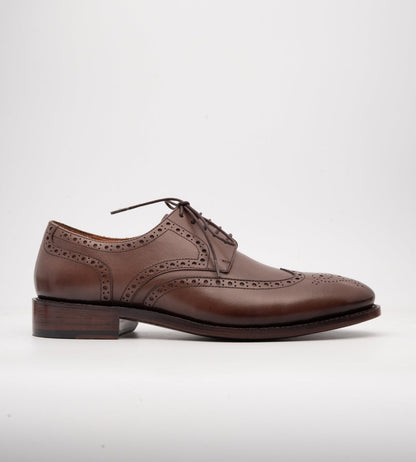 Hand-Welted Brown Wingtip Derby