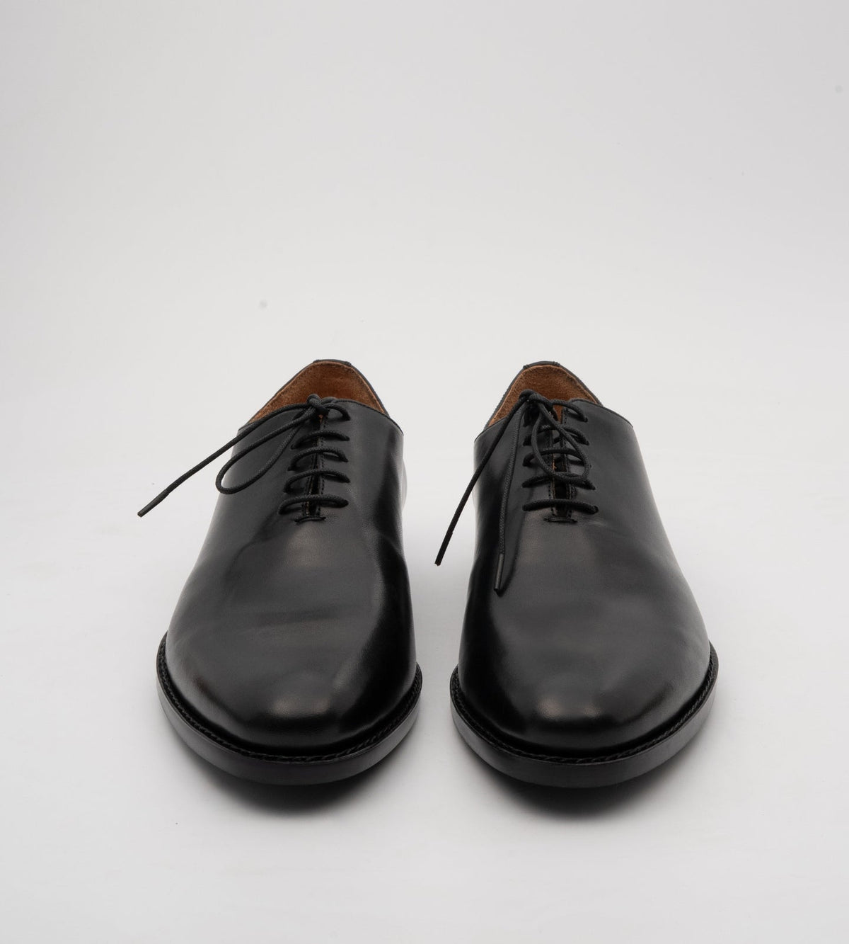 Goodyear Welted Almond Toe Black Wholecut Oxfords