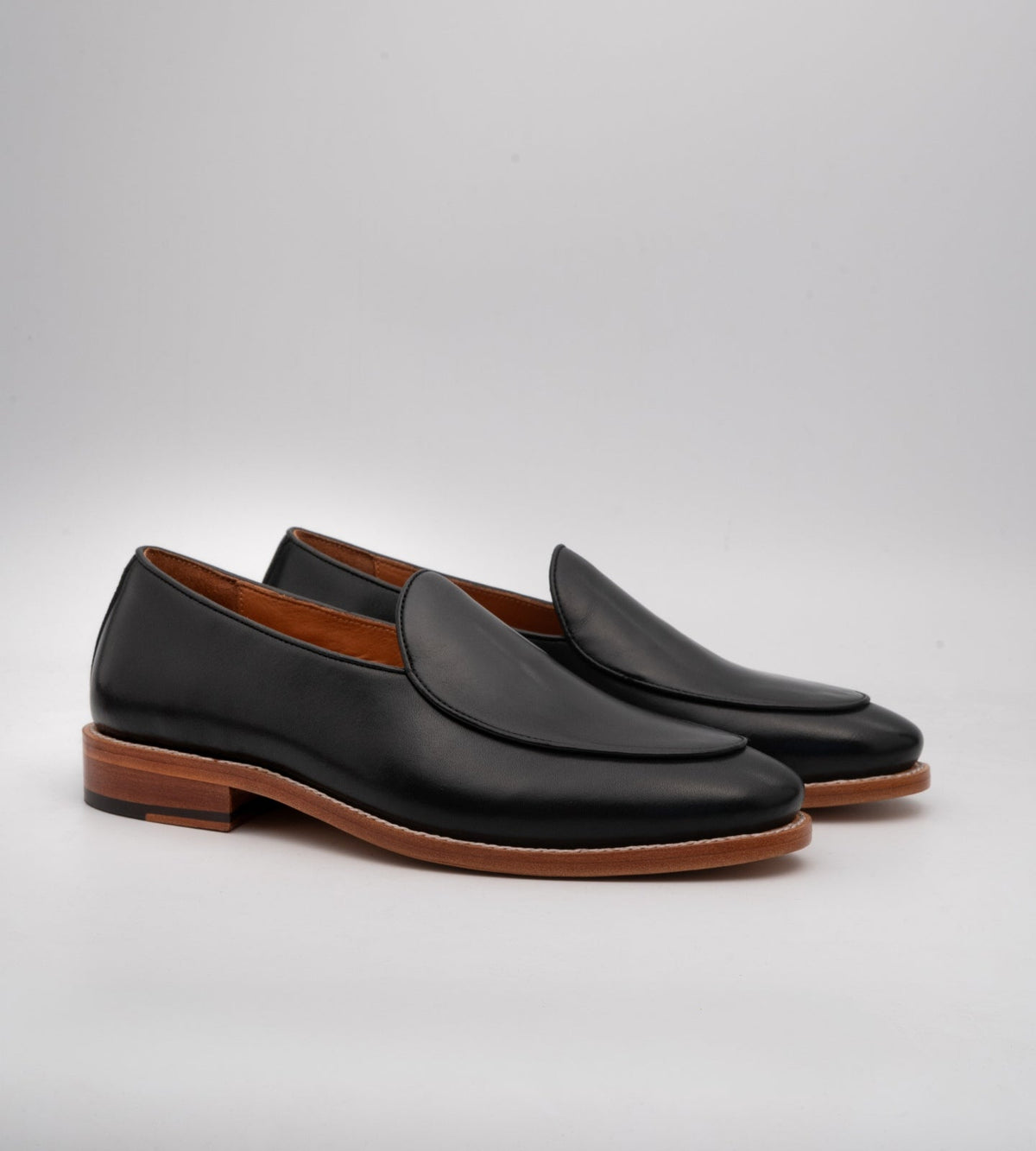 Hand-Welted Black Belgian Slip-Ons