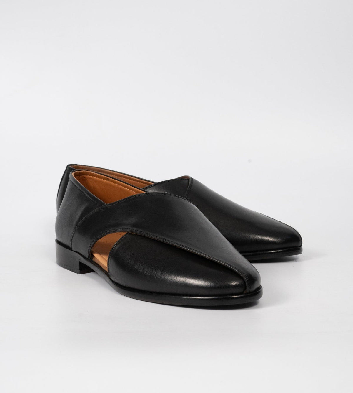 Hand Welted Black Full Grain Leather Peshawari Shoes