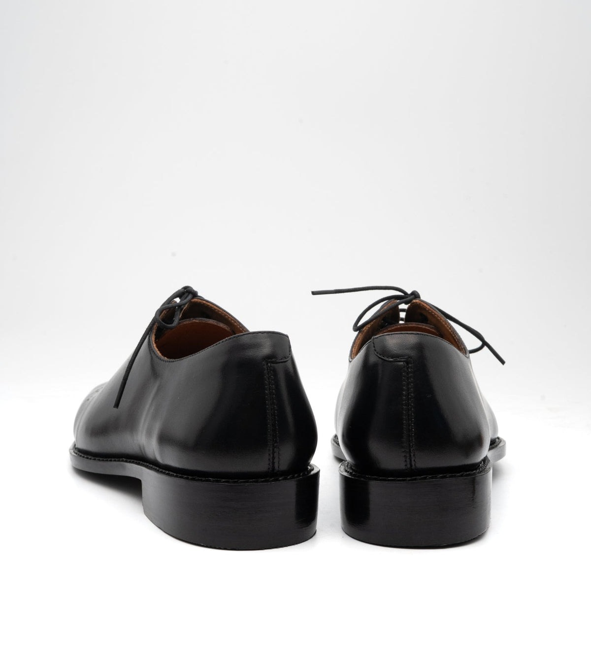 Hand-Welted Chisel Toe Black Wholecut Oxfords