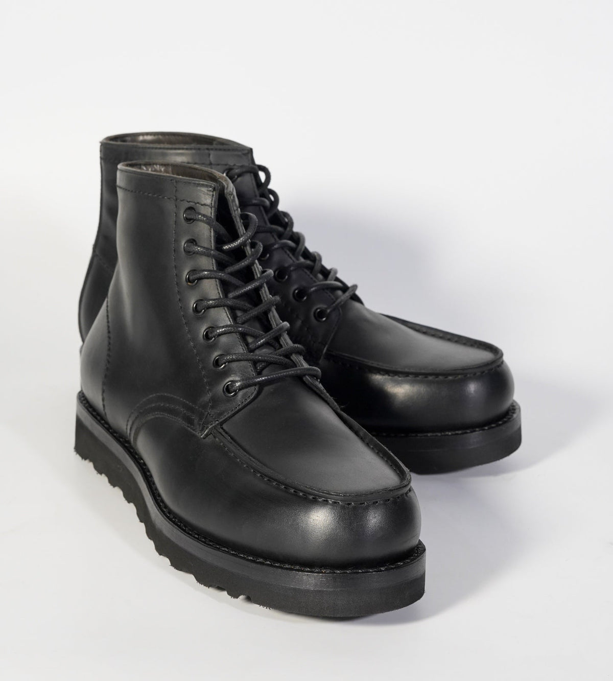 Goodyear Welted Black Full Grain Leather Moctoe Boot