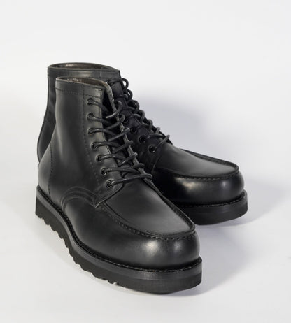 Goodyear Welted Black Full Grain Leather Moctoe Boot