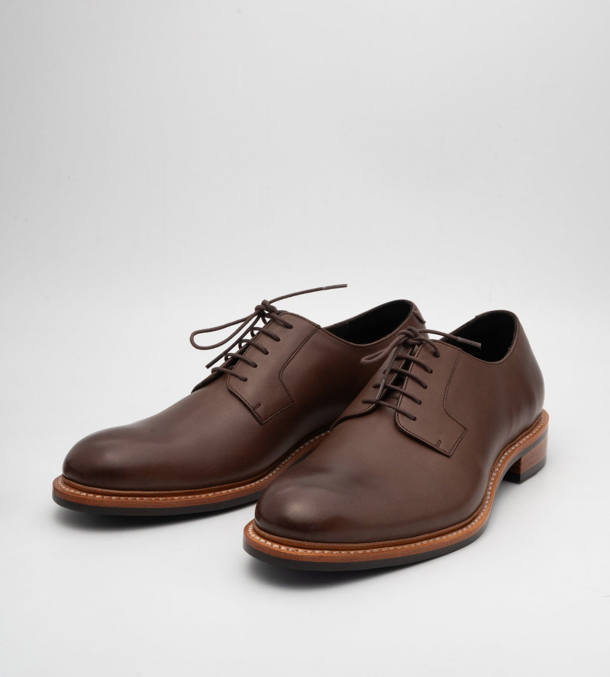 Hand-Welted Brown Plain Toe Blucher