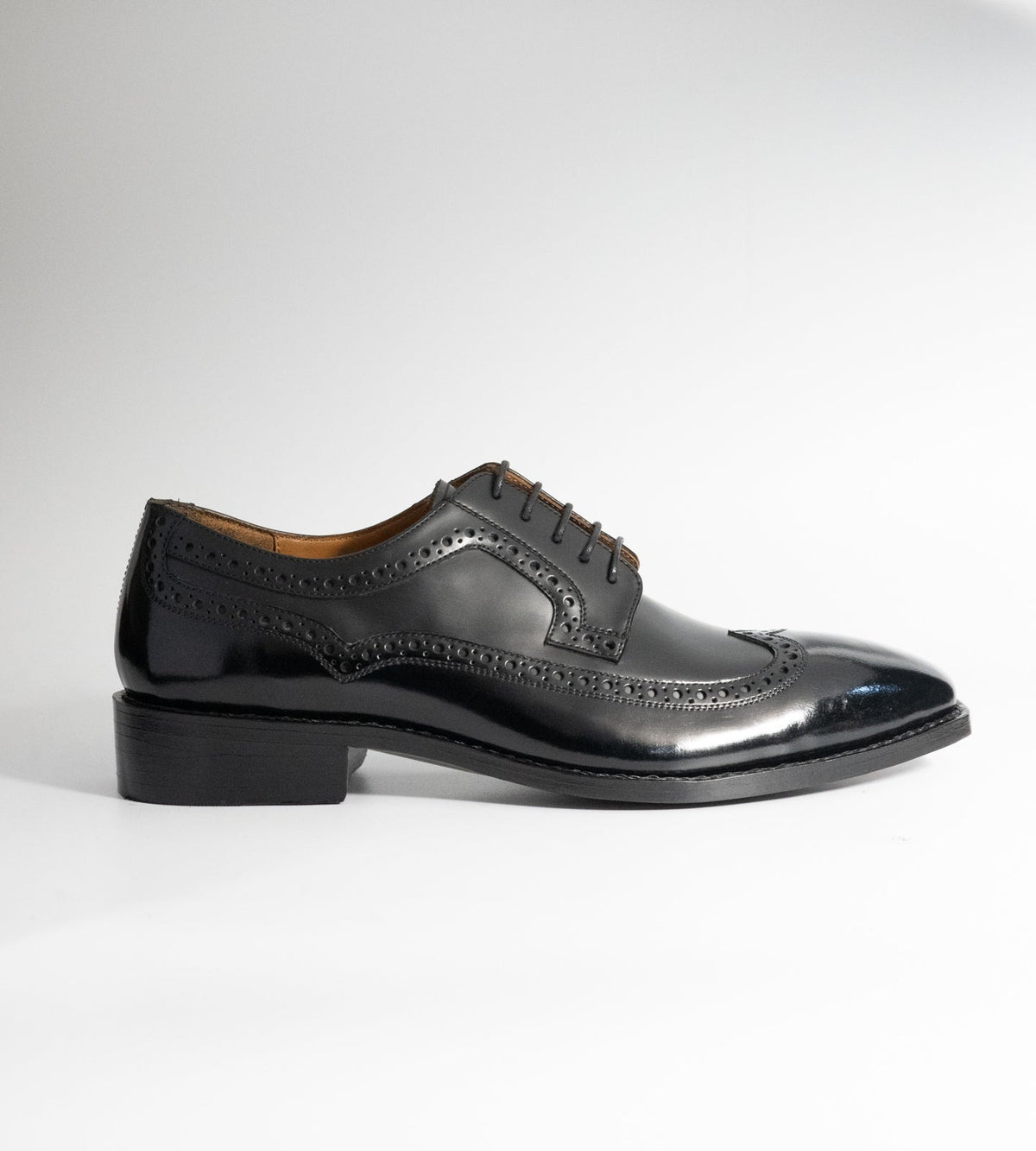 Michigan Black Calf  Chisel Toe Wingtip Derby Shoe
