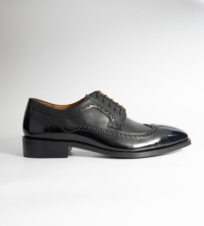Michigan Black Calf  Chisel Toe Wingtip Derby Shoe