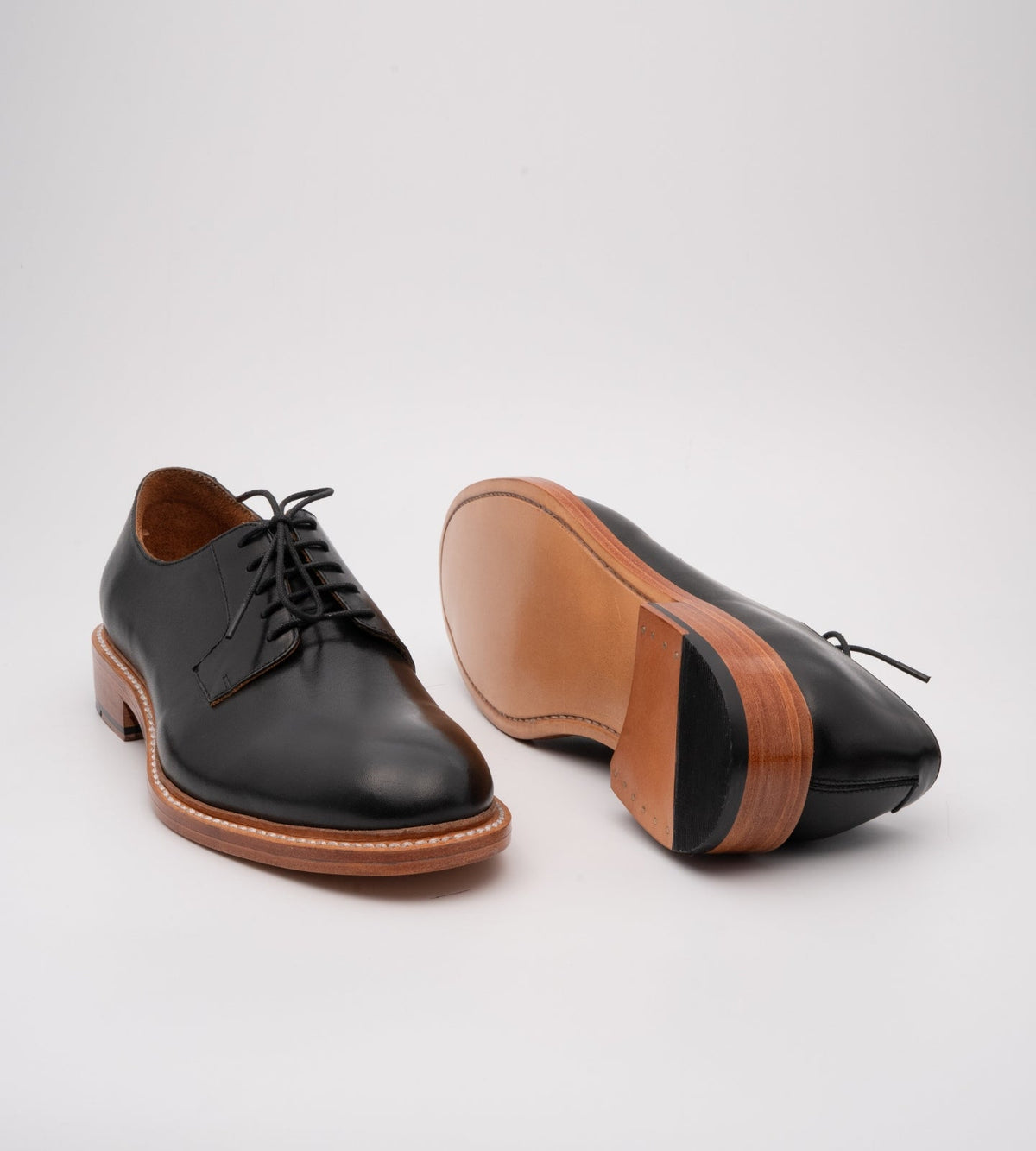 Goodyear Welted Black Plain Toe Blucher