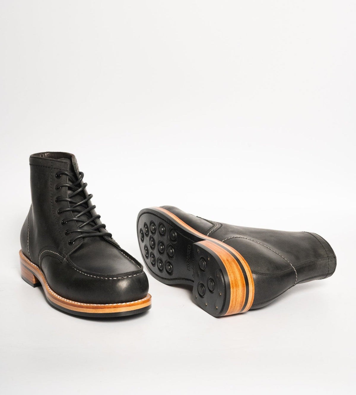 Goodyear Welted Black Oiled Leather Moctoe Boot
