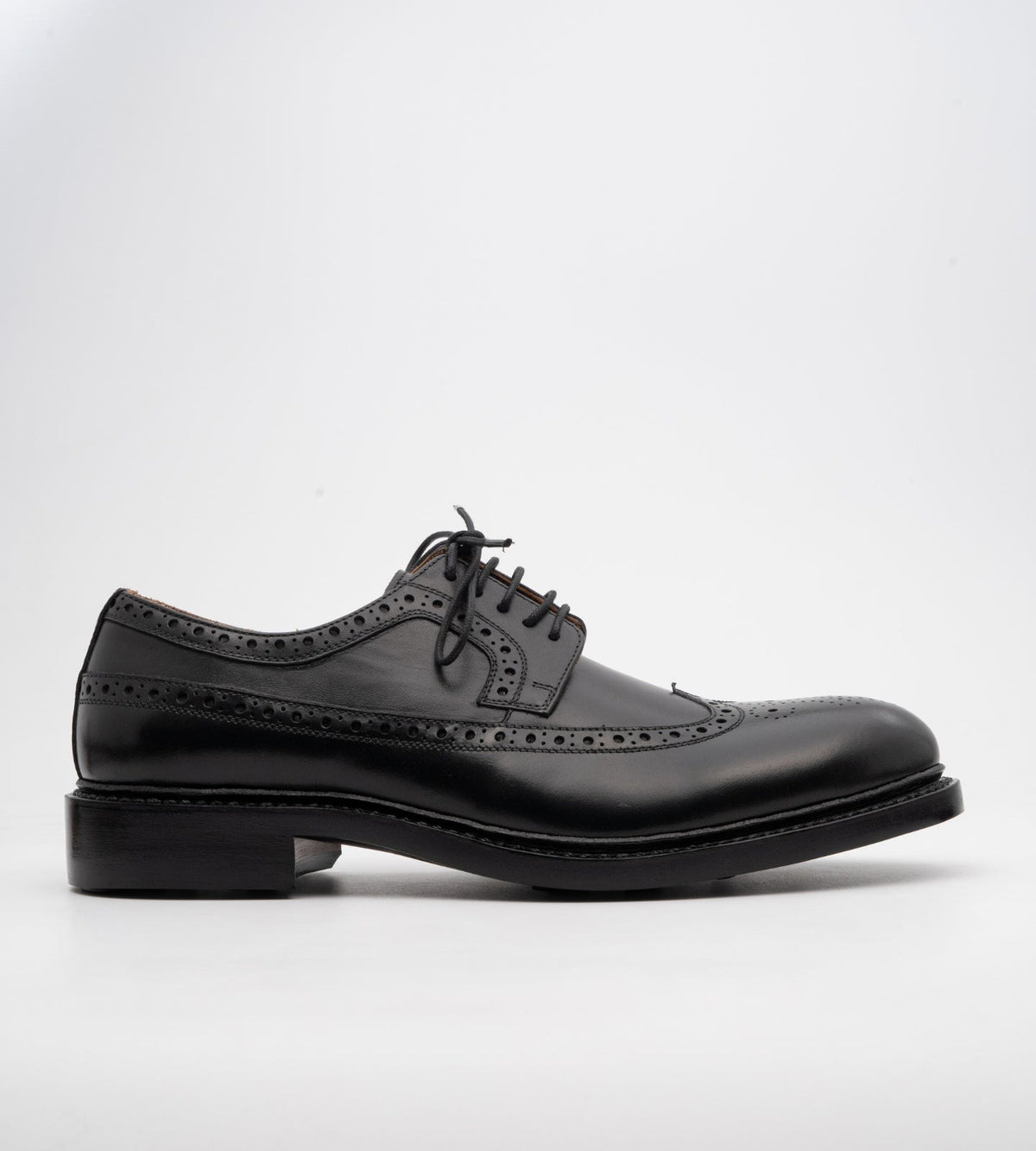 Goodyear Welted Classic Black Longwing Blucher Shoe