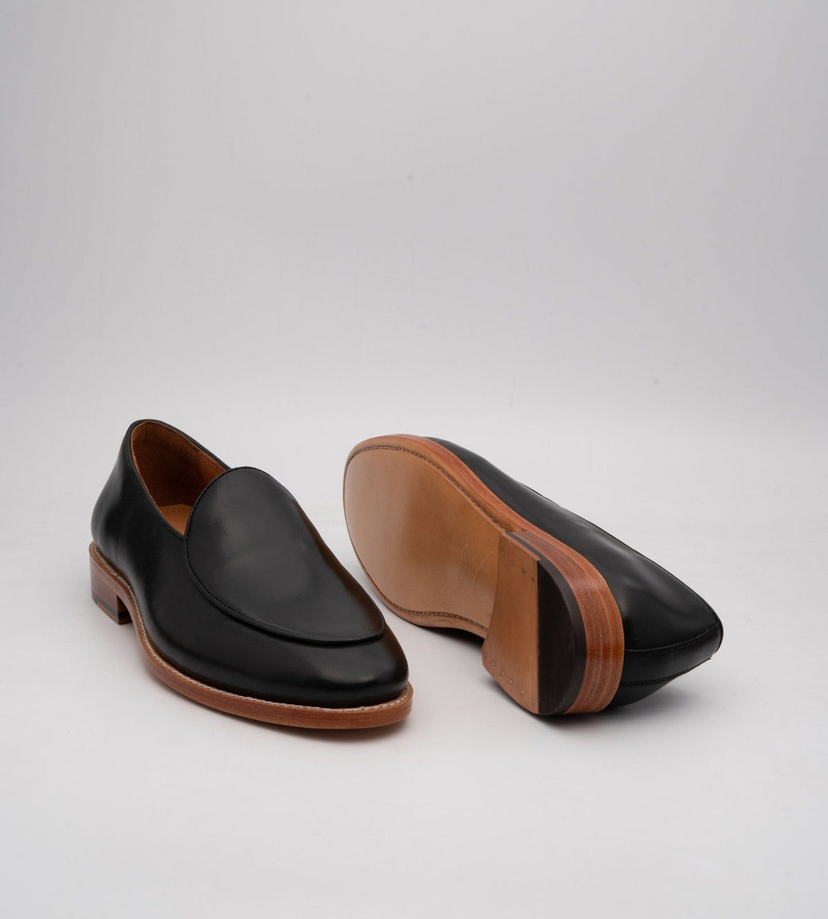Hand-Welted Black Belgian Slip-Ons