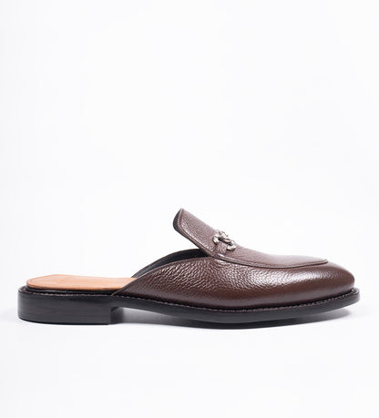 Handwelted Brown Milled Leather Horsebit Mules