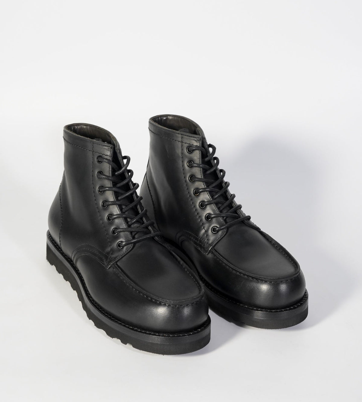 Goodyear Welted Black Full Grain Leather Moctoe Boot