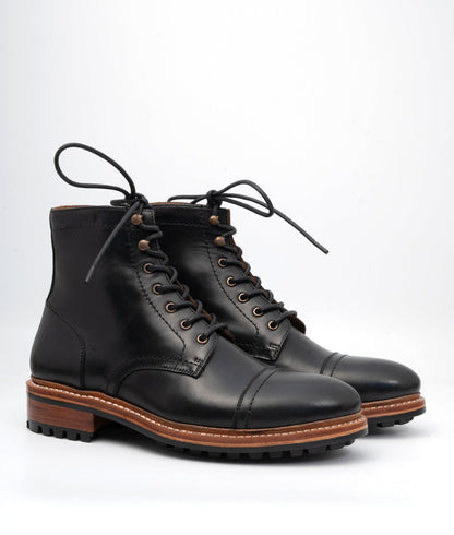 Hand Welted Classic Black Captoe Boot