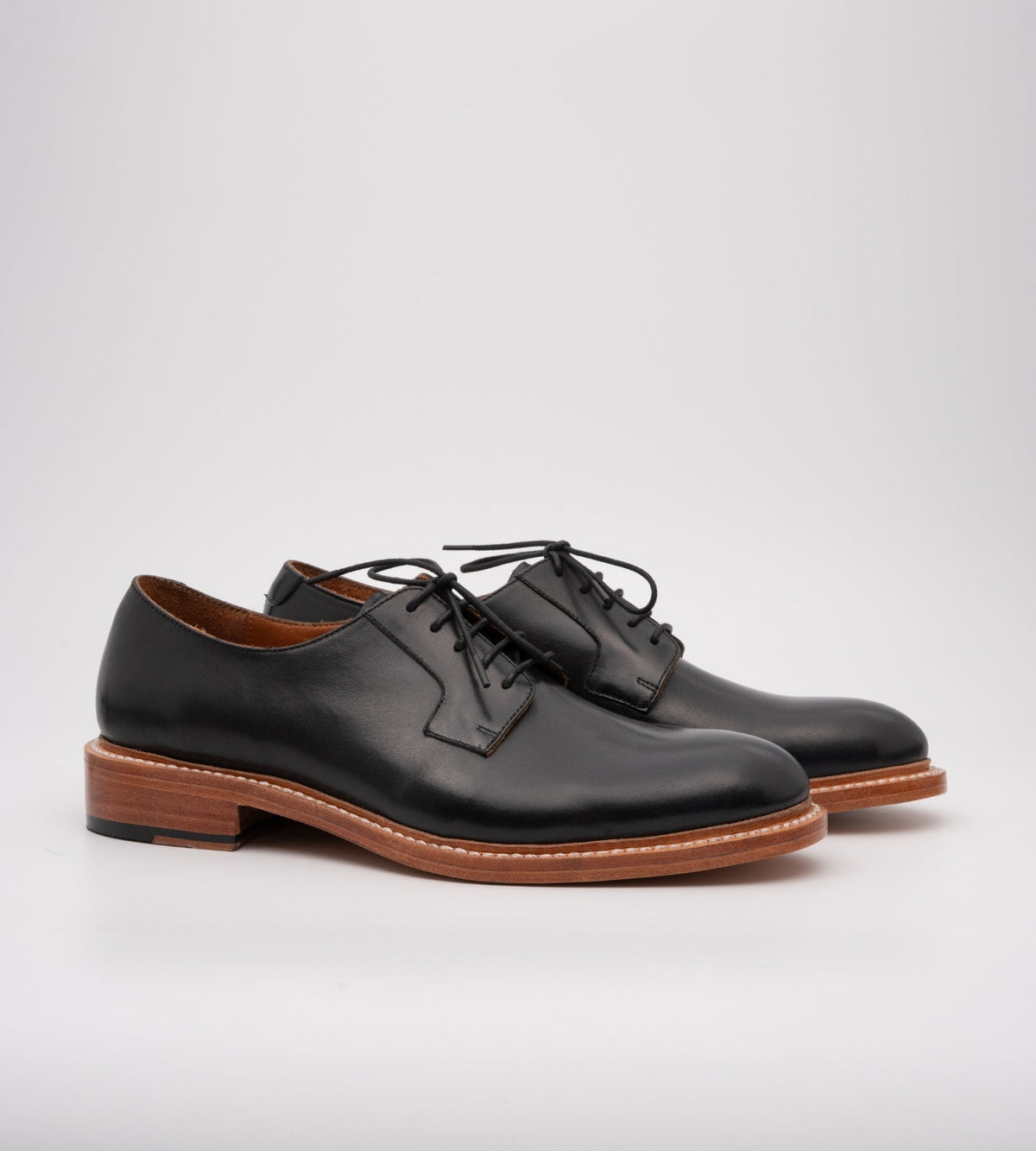 Goodyear Welted Black Plain Toe Blucher