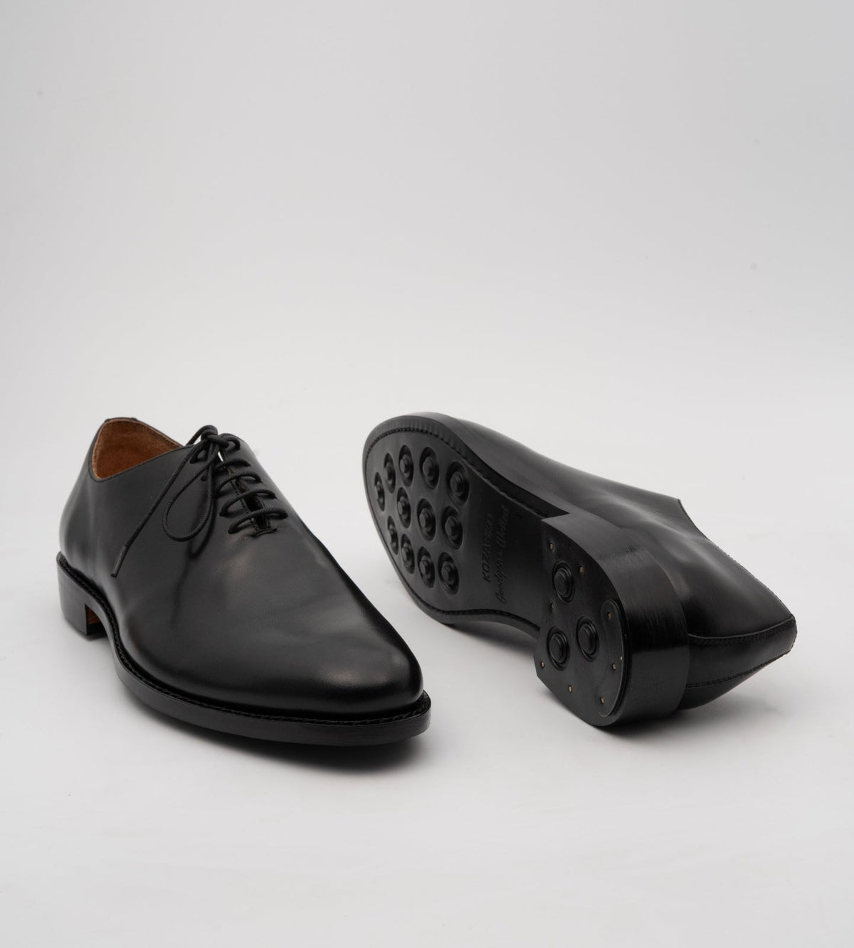 Goodyear Welted Almond Toe Black Wholecut Oxfords