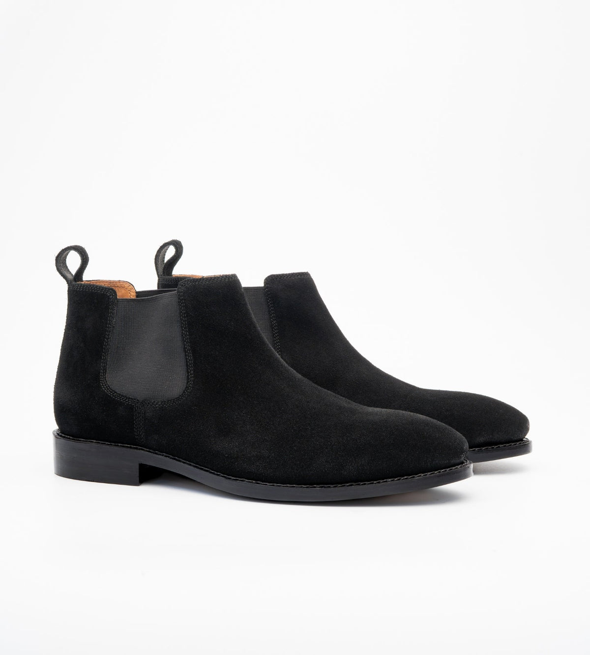 Handwelted Black Suede Chelsea Boot