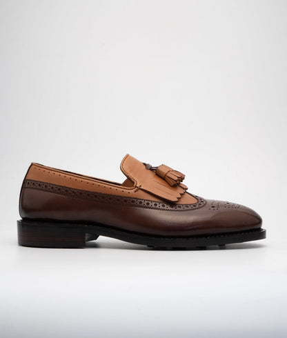 Handwelted Dual Tone Full Grain Brogue Tassel Loafer